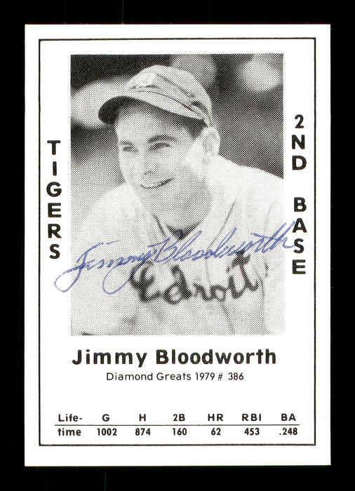 Jimmy Bloodworth Autographed 1979 Diamond Greats Card #386 Detroit Tigers SKU #171352 - RSA