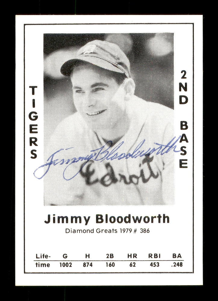 Jimmy Bloodworth Autographed 1979 Diamond Greats Card #386 Detroit Tigers SKU #171352 - RSA