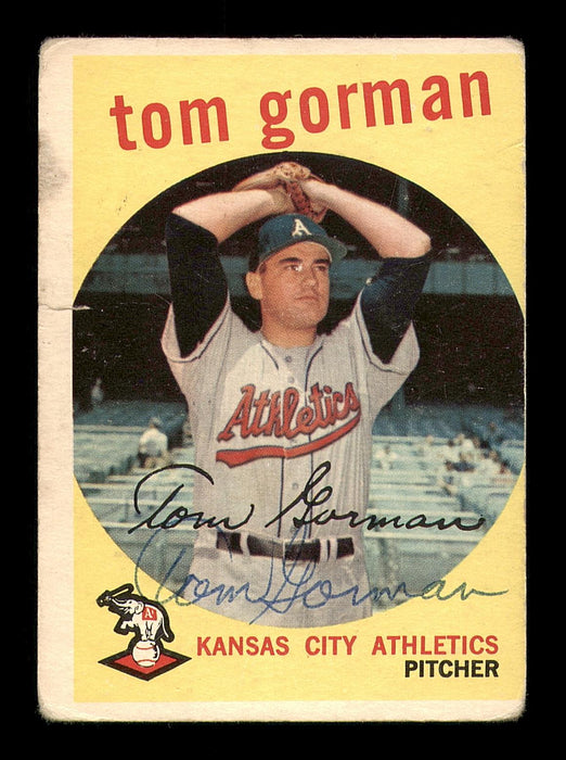Tom Gorman Autographed 1959 Topps Card #449 Kansas City A's SKU #182962 - RSA