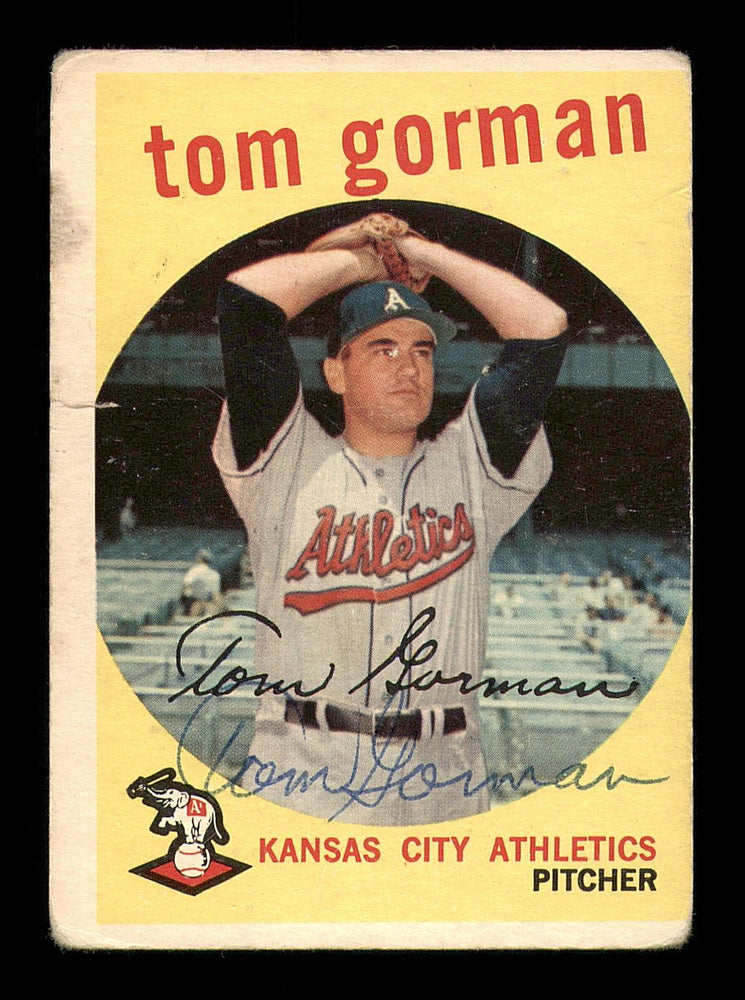 Tom Gorman Autographed 1959 Topps Card #449 Kansas City A's SKU #182962 - RSA