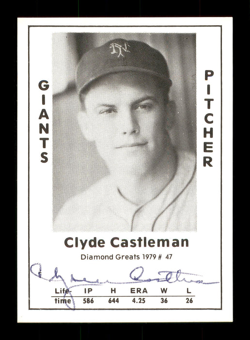 Clyde Castleman Autographed 1979 Diamond Greats Card #47 New York Giants SKU #171407 - RSA