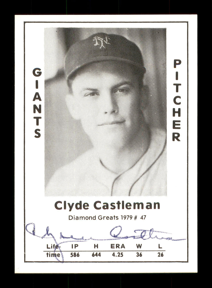 Clyde Castleman Autographed 1979 Diamond Greats Card #47 New York Giants SKU #171407 - RSA