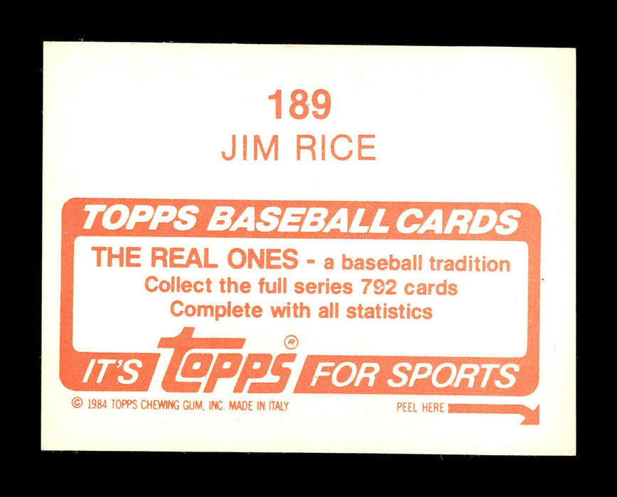 Jim Rice Autographed 1984 Topps Sticker Card #189 Boston Red Sox SKU #178446 - RSA