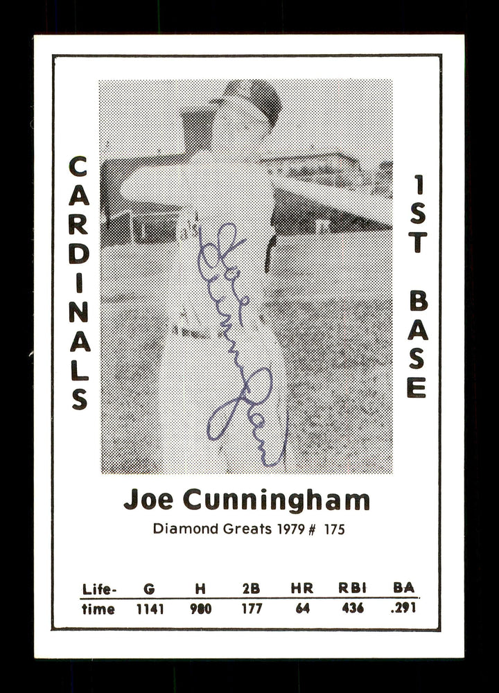 Joe Cunningham Autographed 1979 Diamond Greats Card #175 St. Louis Cardinals SKU #171447 - RSA