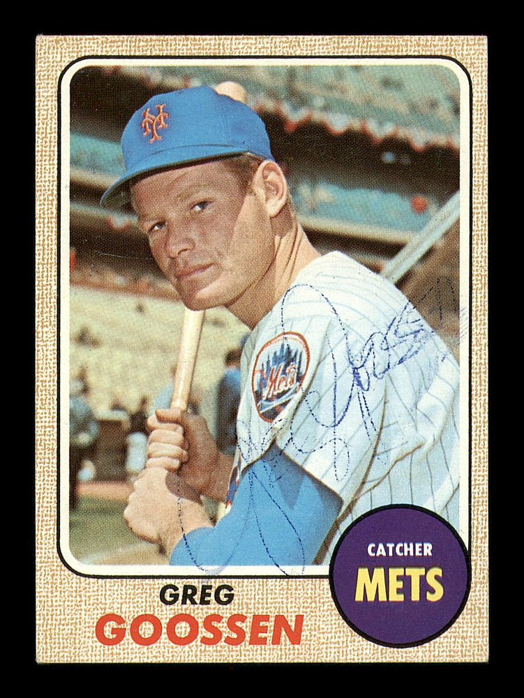 Greg Goossen Autographed 1968 Topps Card #386 New York Mets SKU #183061 - RSA