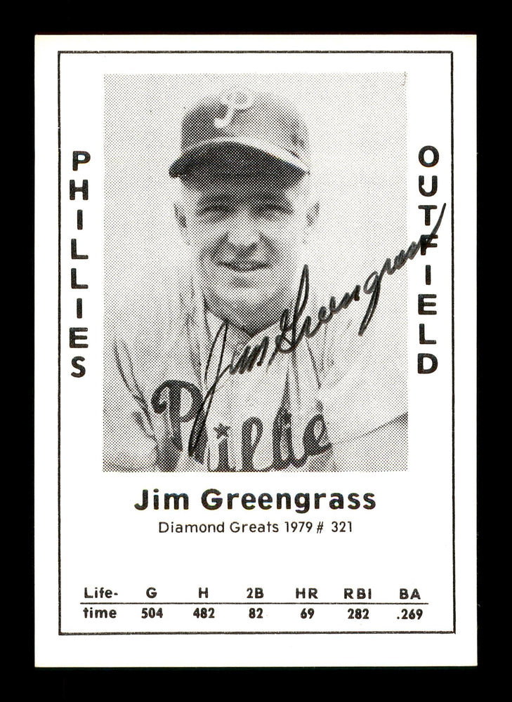 Jim Greengrass Autographed 1979 Diamond Greats Card #321 Philadelphia Phillies SKU #171534 - RSA