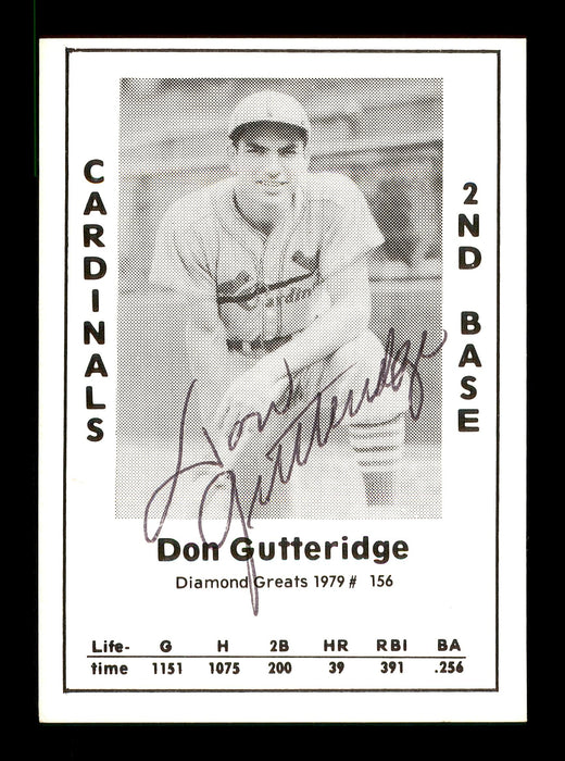 Don Gutteridge Autographed 1979 Diamond Greats Card #156 St. Louis Cardinals SKU #171553 - RSA