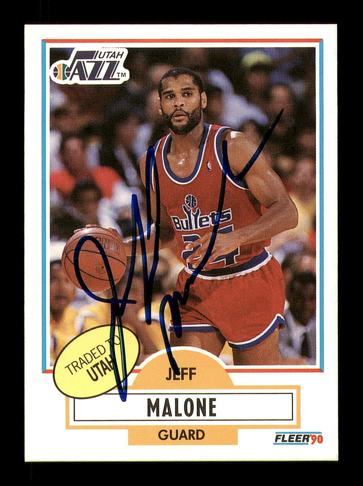 Jeff Malone Autographed 1990-91 Fleer Card #195 Utah Jazz SKU #183232 - RSA