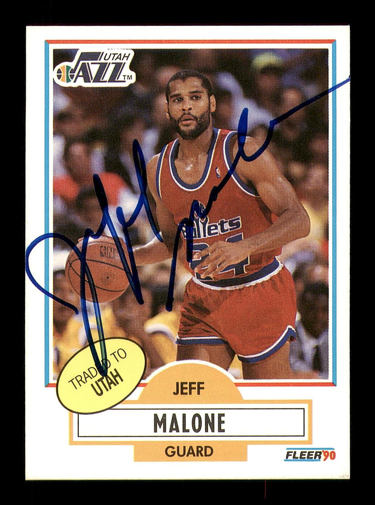 Jeff Malone Autographed 1990-91 Fleer Card #195 Utah Jazz SKU #183233 - RSA