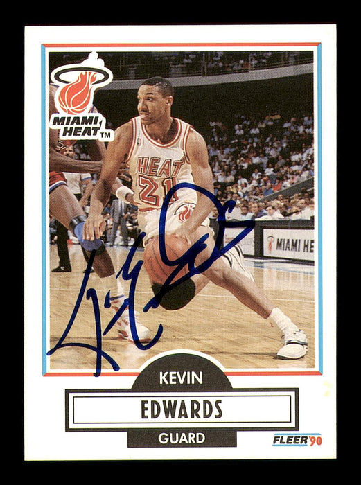 Kevin Edwards Autographed 1990-91 Fleer Card #99 Miami Heat SKU #183252 - RSA