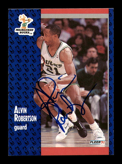 Alvin Robertson Autographed 1991-92 Fleer Card #118 Milwaukee Bucks SKU #183276 - RSA