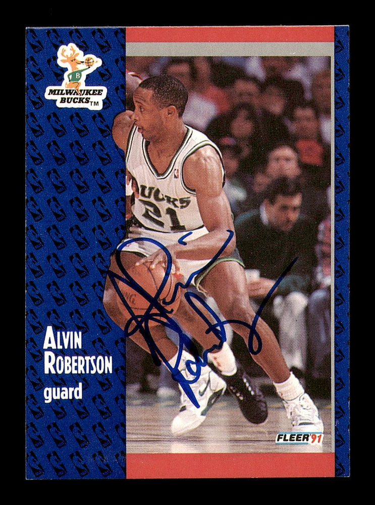 Alvin Robertson Autographed 1991-92 Fleer Card #118 Milwaukee Bucks SKU #183276 - RSA