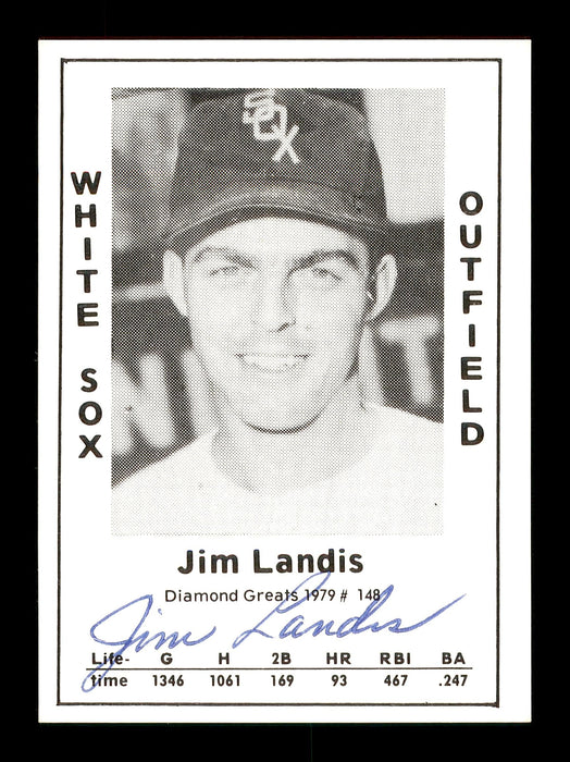 Jim Landis Autographed 1979 Diamond Greats Card #148 Chicago White Sox SKU #171693 - RSA