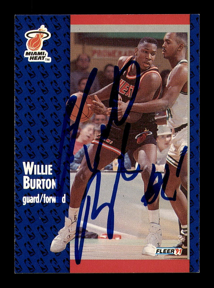 Willie Burton Autographed 1991-92 Fleer Card #105 Miami Heat SKU #183288 - RSA