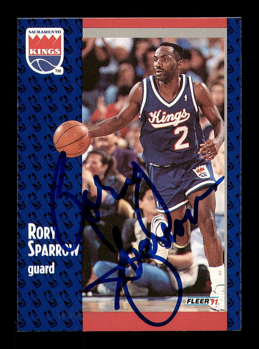 Rory Sparrow Autographed 1991-92 Fleer Card #180 Sacramento Kings SKU #183303 - RSA
