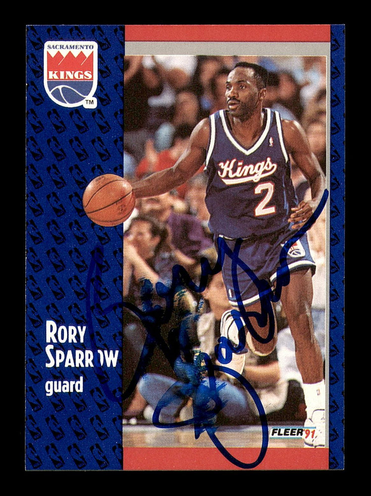 Rory Sparrow Autographed 1991-92 Fleer Card #180 Sacramento Kings SKU #183304 - RSA
