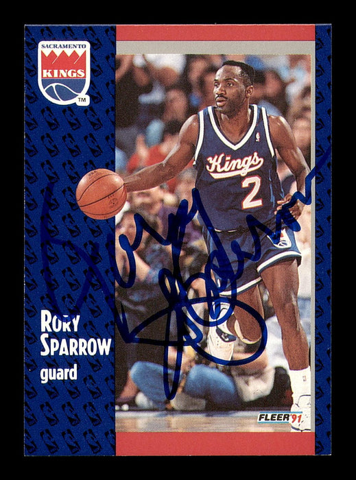 Rory Sparrow Autographed 1991-92 Fleer Card #180 Sacramento Kings SKU #183305 - RSA