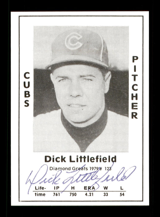 Dick Littlefield Autographed 1979 Diamond Greats Card #123 Chicago Cubs SKU #171718 - RSA