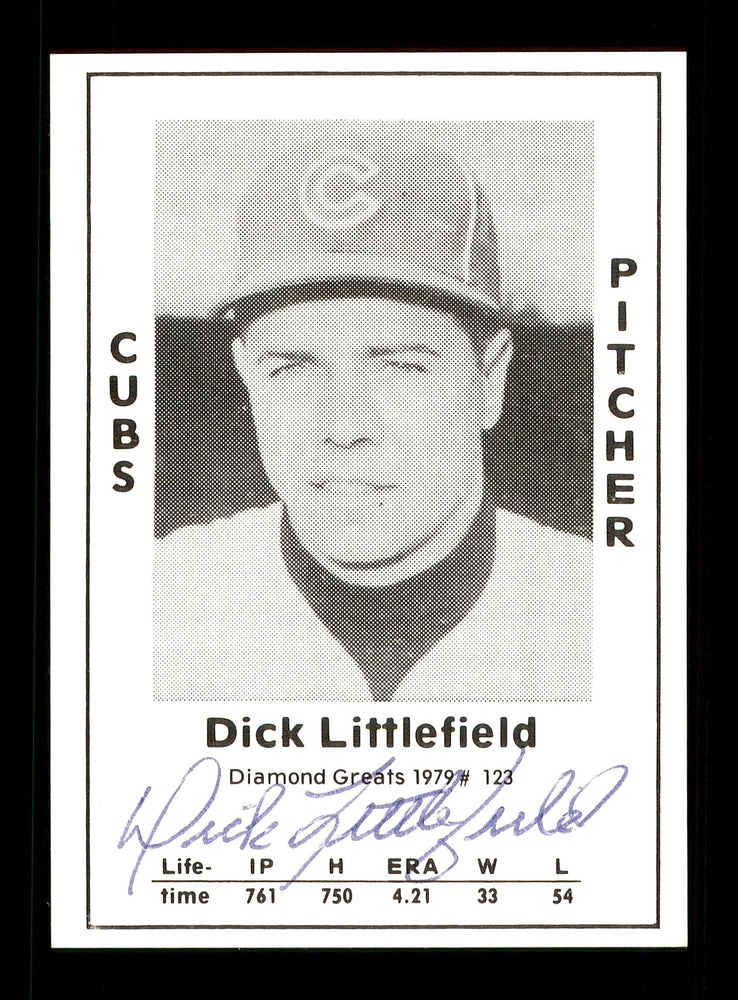 Dick Littlefield Autographed 1979 Diamond Greats Card #123 Chicago Cubs SKU #171718 - RSA