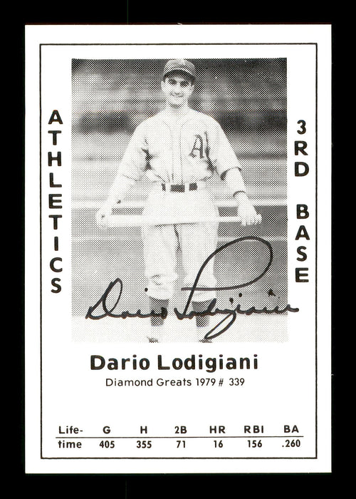 Dario Lodigiani Autographed 1979 Diamond Greats Card #339 Philadelphia A's SKU #171726 - RSA