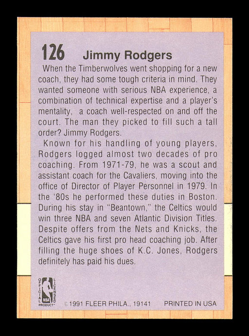 Jimmy Rodgers Autographed 1991-92 Fleer Card #126 Minnesota Timberwolves SKU #183317 - RSA