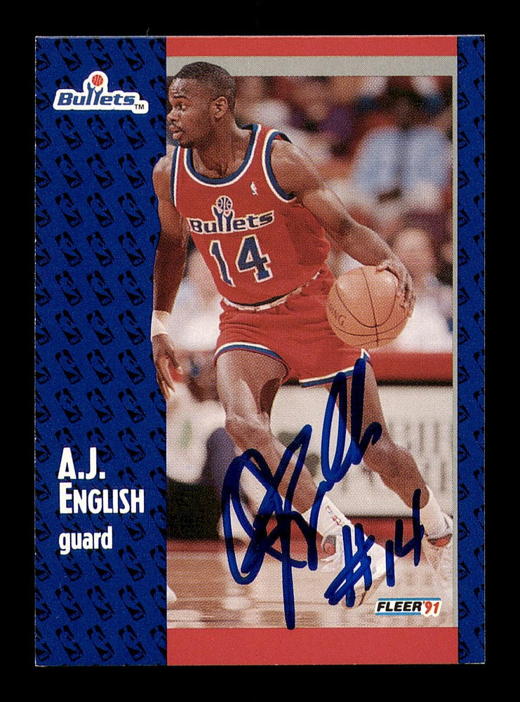 A.J. English Autographed 1991-92 Fleer Card #206 Washington Bullets SKU #183323 - RSA