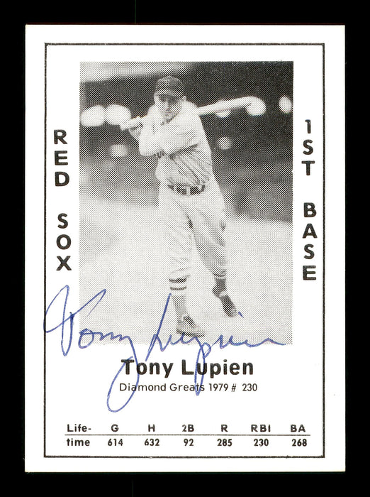 Tony Lupien Autographed 1979 Diamond Greats Card #230 Boston Red Sox SKU #171738 - RSA