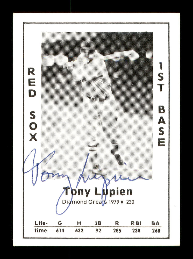 Tony Lupien Autographed 1979 Diamond Greats Card #230 Boston Red Sox SKU #171738 - RSA