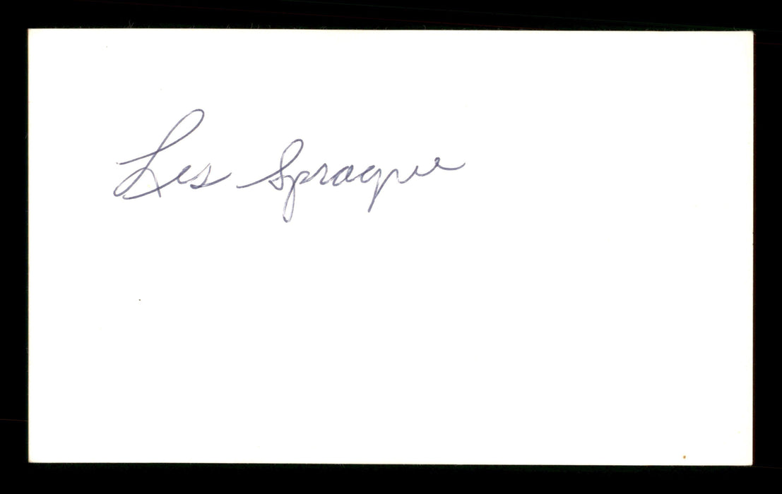 Les Sprague Autographed 3x5 Index Card SKU #186896 - RSA