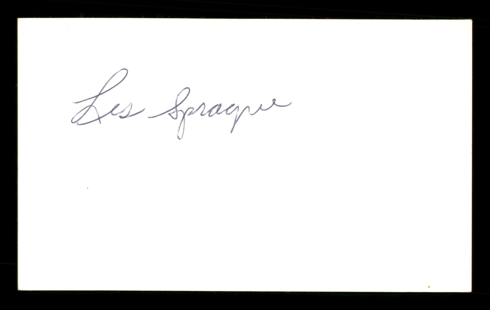Les Sprague Autographed 3x5 Index Card SKU #186896 - RSA