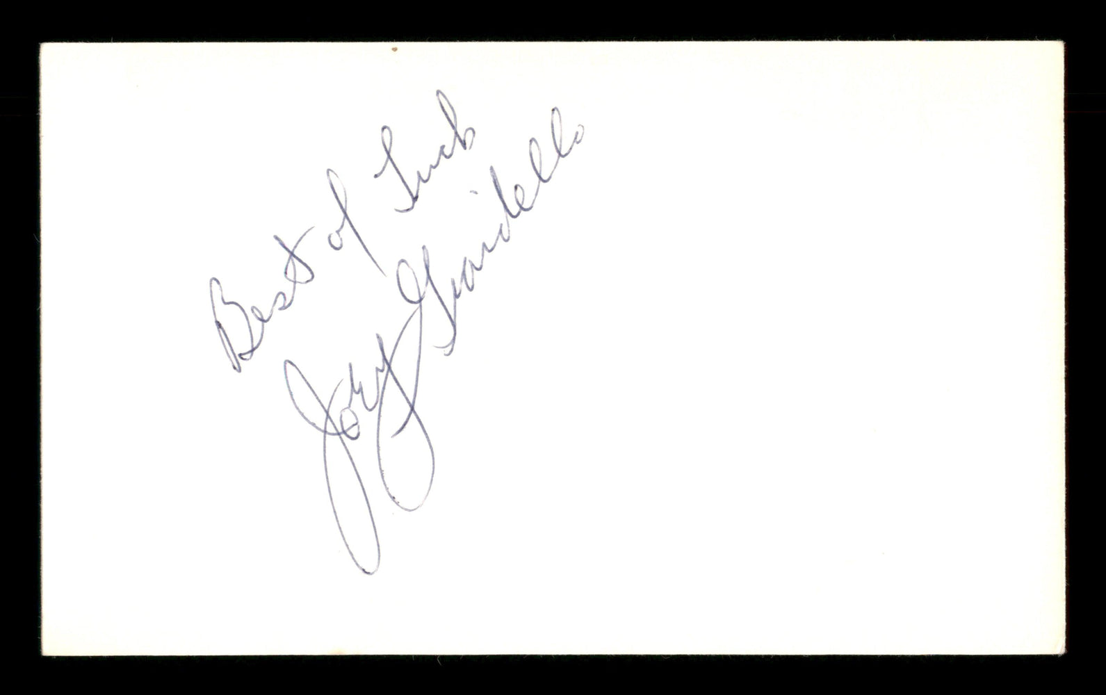Joey Giardello Autographed 3x5 Index Card "Best of Luck" SKU #186897 - RSA
