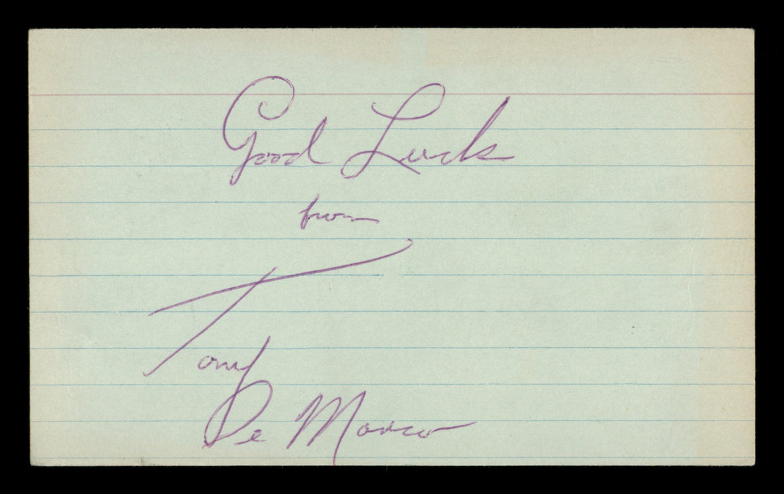 Tony DeMarco Autographed 3x5 Index Card "Good Luck" SKU #186916 - RSA