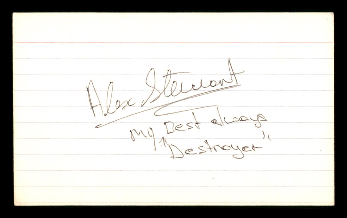 Alex Stewart Autographed 3x5 Index Card "Destroyer" SKU #186917 - RSA
