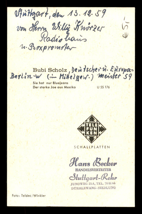 Gustav "Bubi" Scholz Autographed 4x6 Photo SKU #186943 - RSA