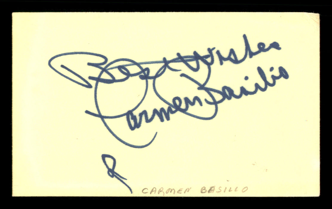 Carmen Basilio Autographed 3x5 Index Card "Best Wishes" SKU #186948 - RSA