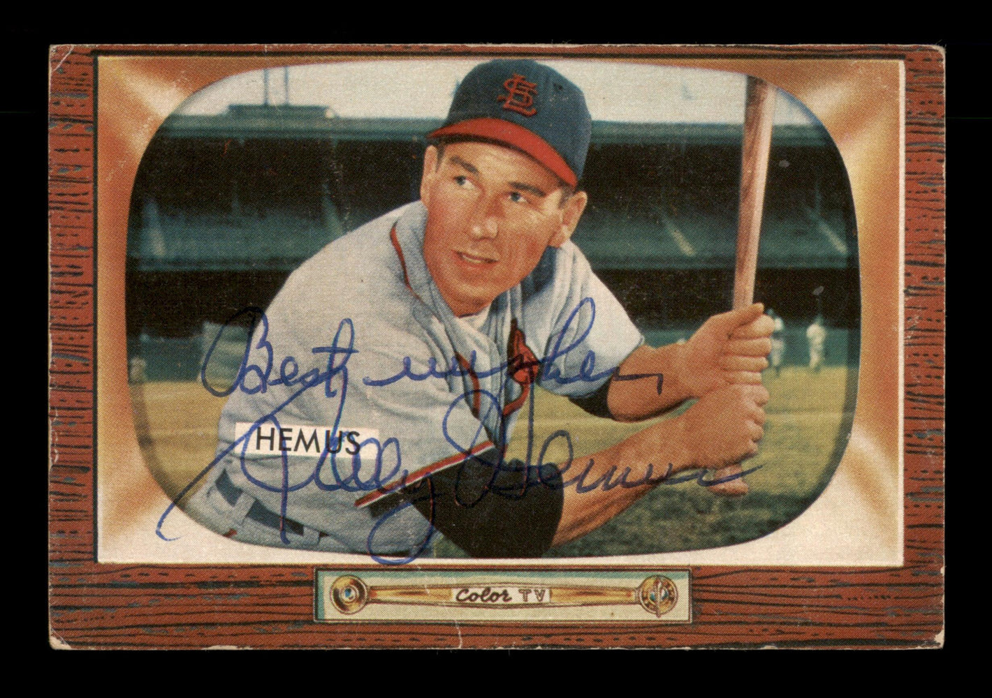 Solly Hemus Autographed 1955 Bowman Card #107 St. Louis Cardinals "Best Wishes" SKU #187863 - RSA
