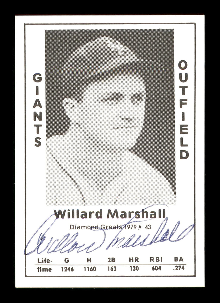 Willard Marshall Autographed 1979 Diamond Greats Card #43 New York Giants SKU #171758 - RSA
