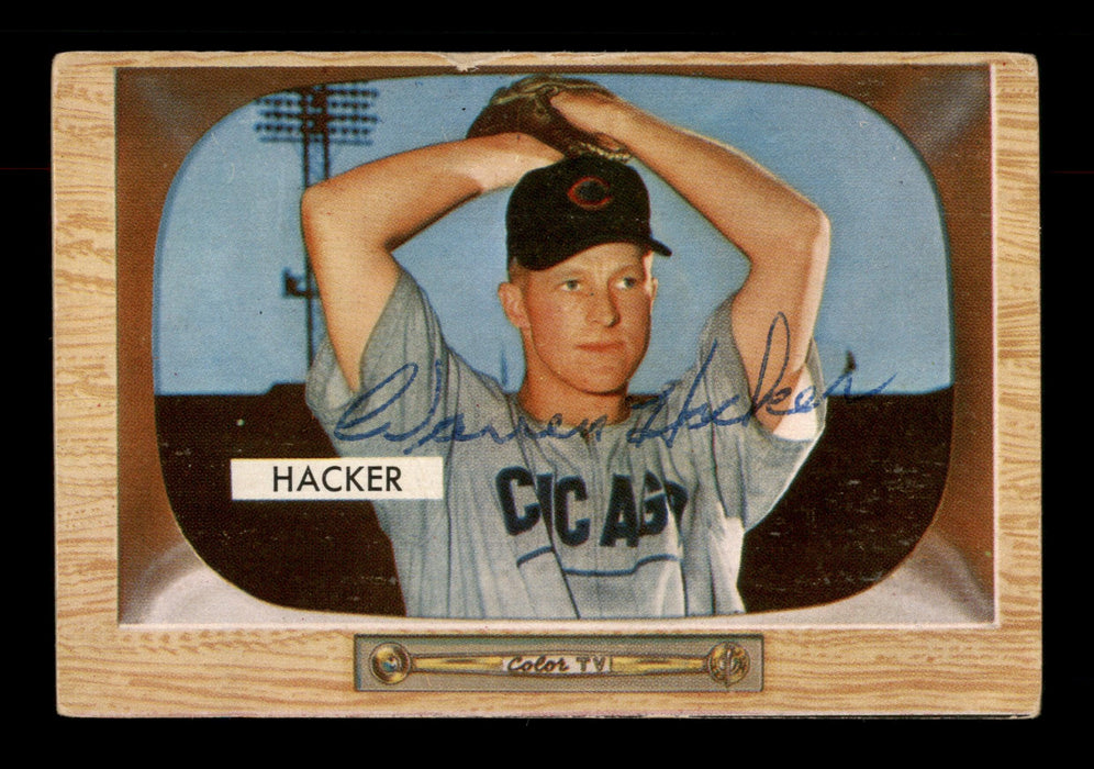 Warren Hacker Autographed 1955 Bowman Card #8 Chicago Cubs SKU #187890 - RSA