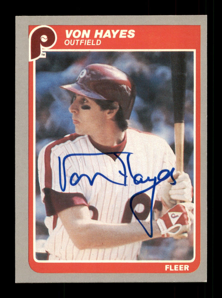 Von Hayes Autographed 1985 Fleer Card #253 Philadelphia Phillies SKU #187929 - RSA