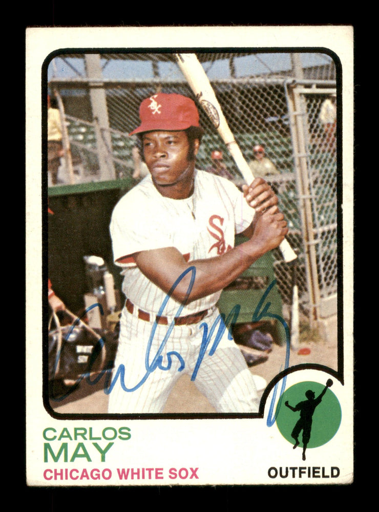 Carlos May Autographed 1973 Topps Card #105 Chicago White Sox SKU #188028 - RSA