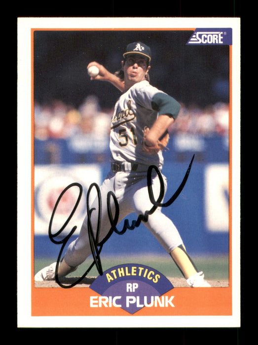 Eric Plunk Autographed 1989 Score Card #392 Oakland A's SKU #188251 - RSA