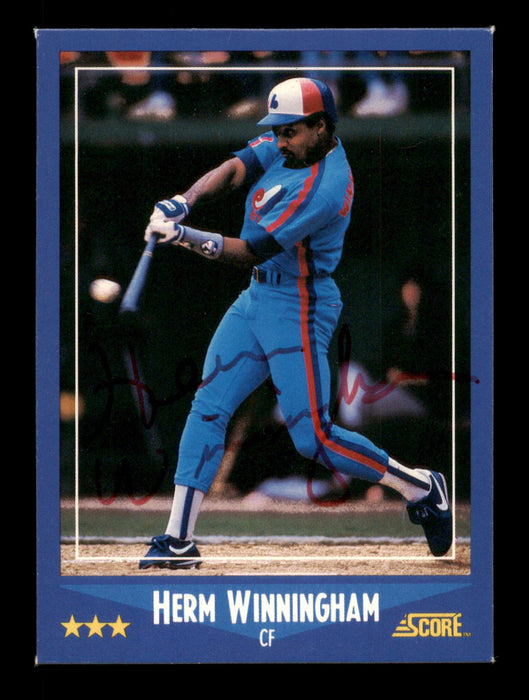 Herm Winningham Autographed 1988 Score Card #142 Montreal Expos SKU #188381 - RSA