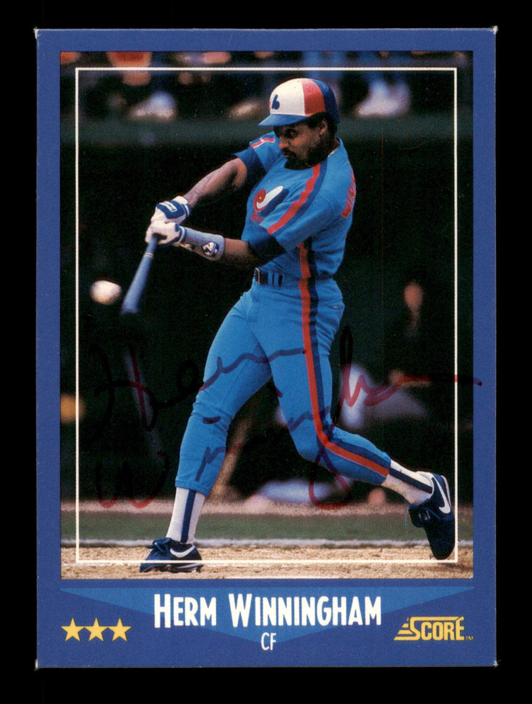 Herm Winningham Autographed 1988 Score Card #142 Montreal Expos SKU #188381 - RSA