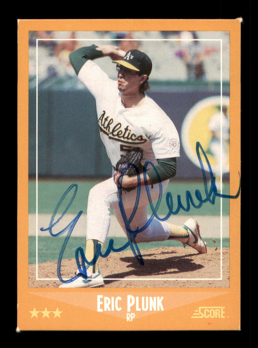 Eric Plunk Autographed 1988 Score Card #614 Oakland A's SKU #188436 - RSA