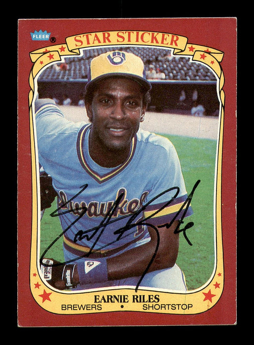 Earnie Riles Autographed 1986 Fleer Star Sticker Card #98 Milwaukee Brewers SKU #183405 - RSA