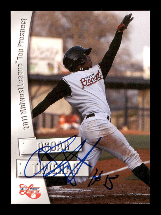 Oscar Taveras Autographed 2011 Grandstand Midwest League Rookie Card St. Louis Cardinals SKU #178817 - RSA