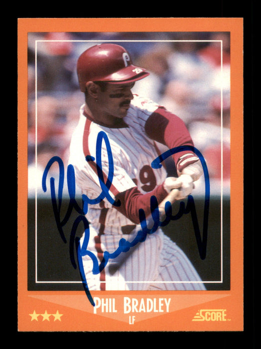 Phil Bradley Autographed 1988 Score Traded Card #34T Philadelphia Phillies SKU #188454 - RSA