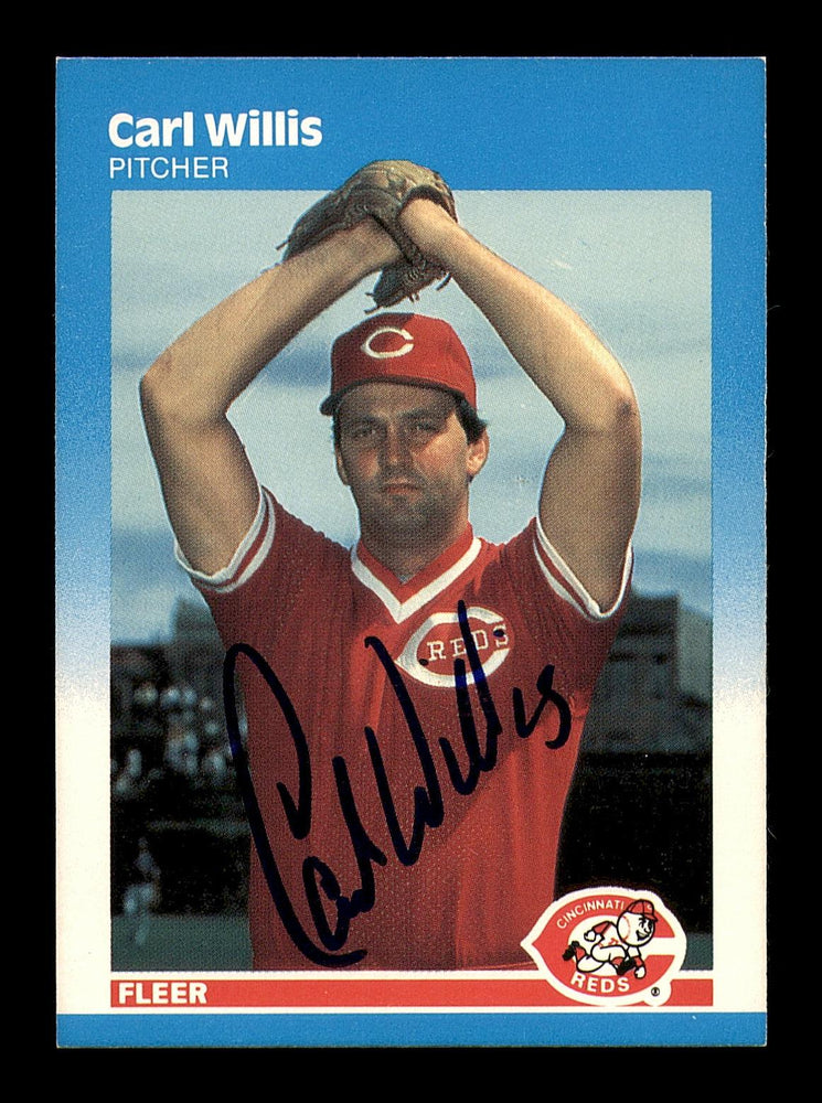 Carl Willis Autographed 1987 Fleer Card #218 Cincinnati Reds SKU #183410 - RSA