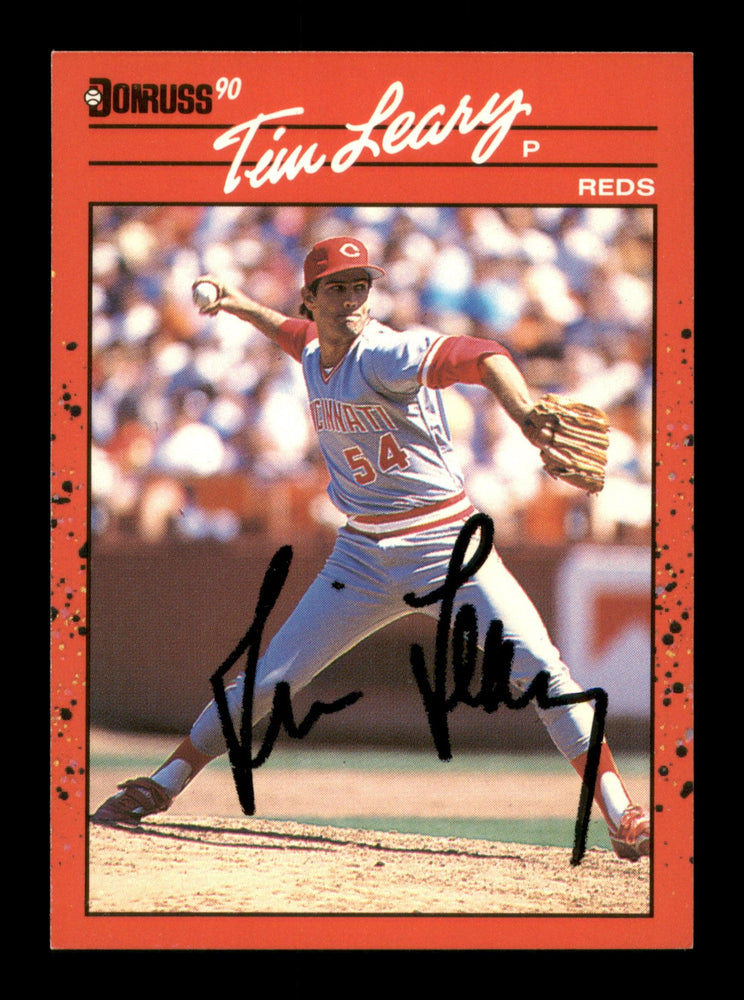Tim Leary Autographed 1990 Donruss Card #670 Cincinnati Reds SKU #188596 - RSA