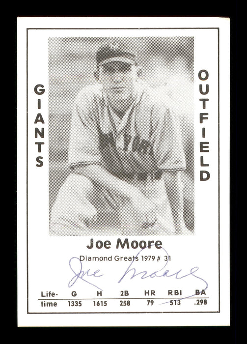 Joe Moore Autographed 1979 Diamond Greats Card #31 New York Giants SKU #171834 - RSA